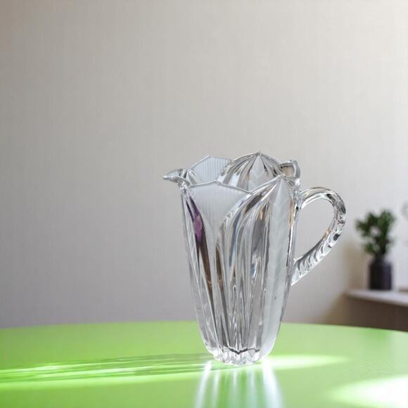 Vintage Crystal Clear Industries Novelette II 8" Tall Pitcher ~ Frosted Tulip - Picture 1 of 4